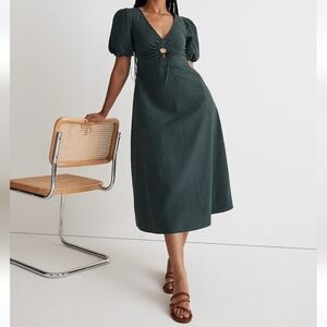 Madewell Dark Green Midi Dress SZ 0 NWT!